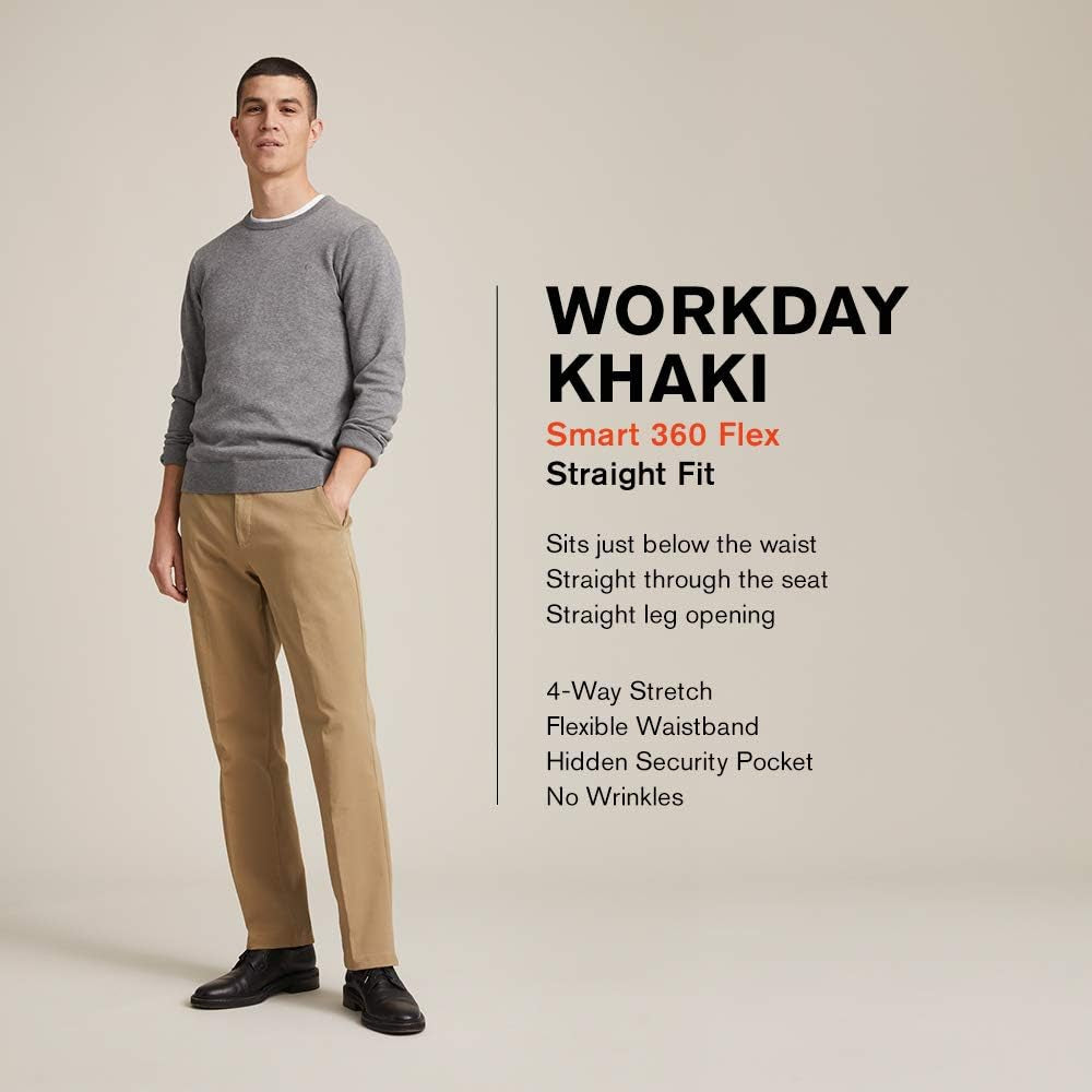 Men'S Classic Fit Workday Khaki Smart 360 FLEX Pants (Standard and Big & Tall)