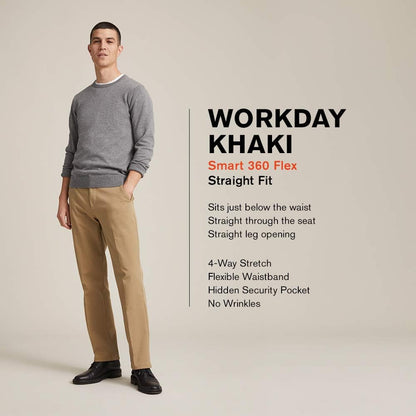 Men'S Classic Fit Workday Khaki Smart 360 FLEX Pants (Standard and Big & Tall)